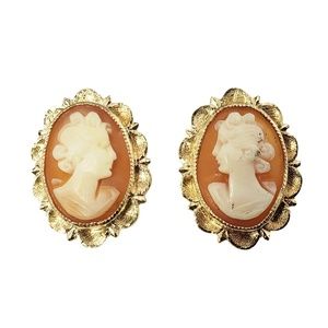 Vintage 14 Karat Yellow Gold Cameo Earrings #12704